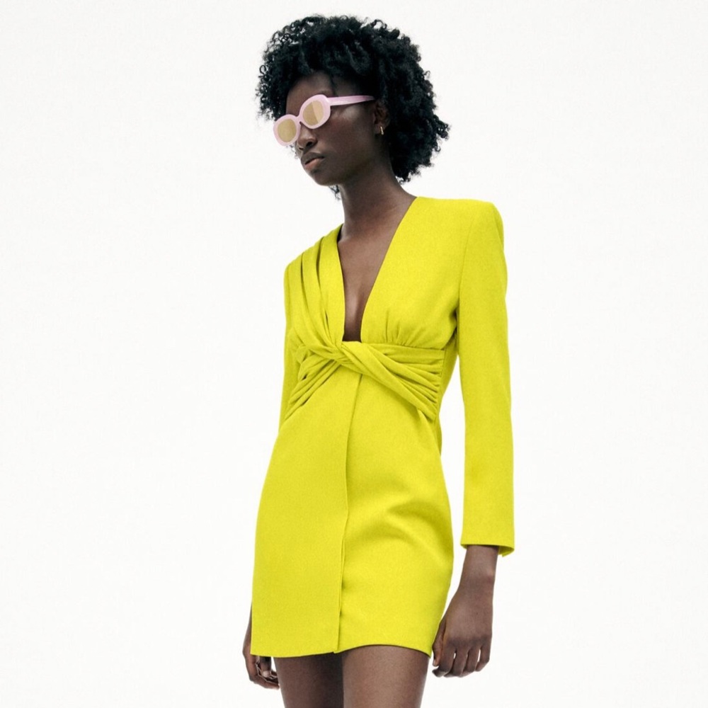 Zara dress blazer green SZ large new